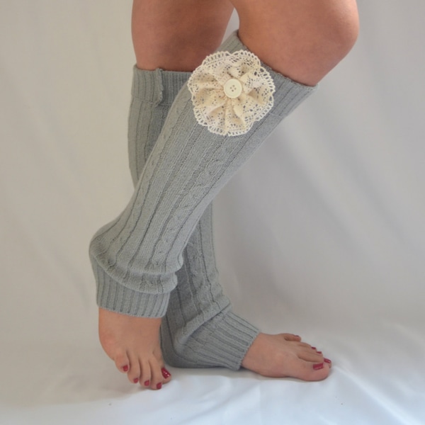 Leg warmers womens,Gray leg warmers,Cable knit,Boot cuffs,Knee high,Lace cuffs,Winter accessories,Womens leggings,Christmas gift,Boot covers