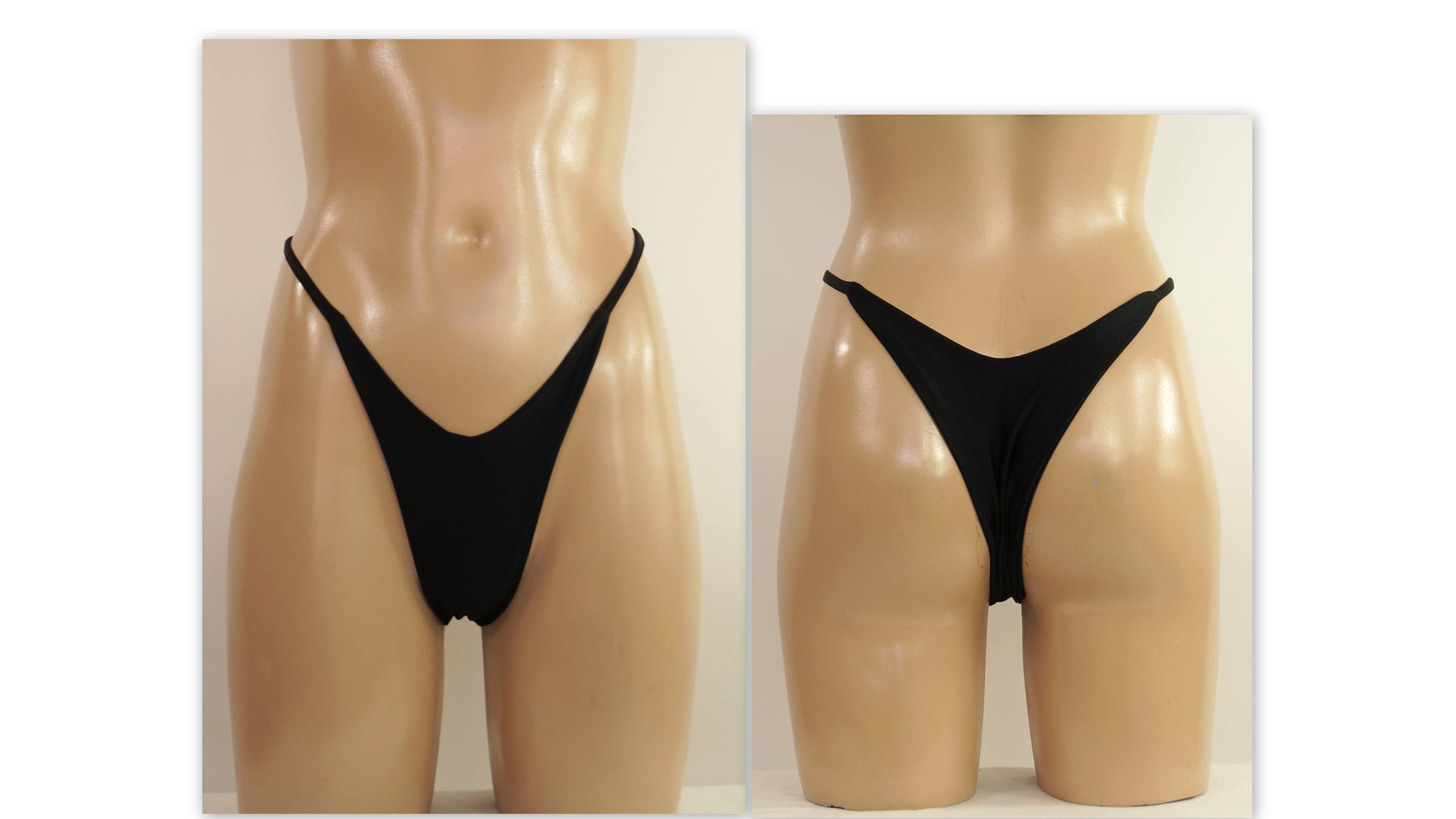 Black high hip string bikini bottoms//Plus size//Swimwear women//Swimusits//Bathing suits//Sexy//High cut