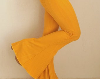 Mustard knit wear women bell bottoms,Flare pants,Women Leggings,70's Clothing,Festival pant,Back to school,Fall trend,Fall outfit