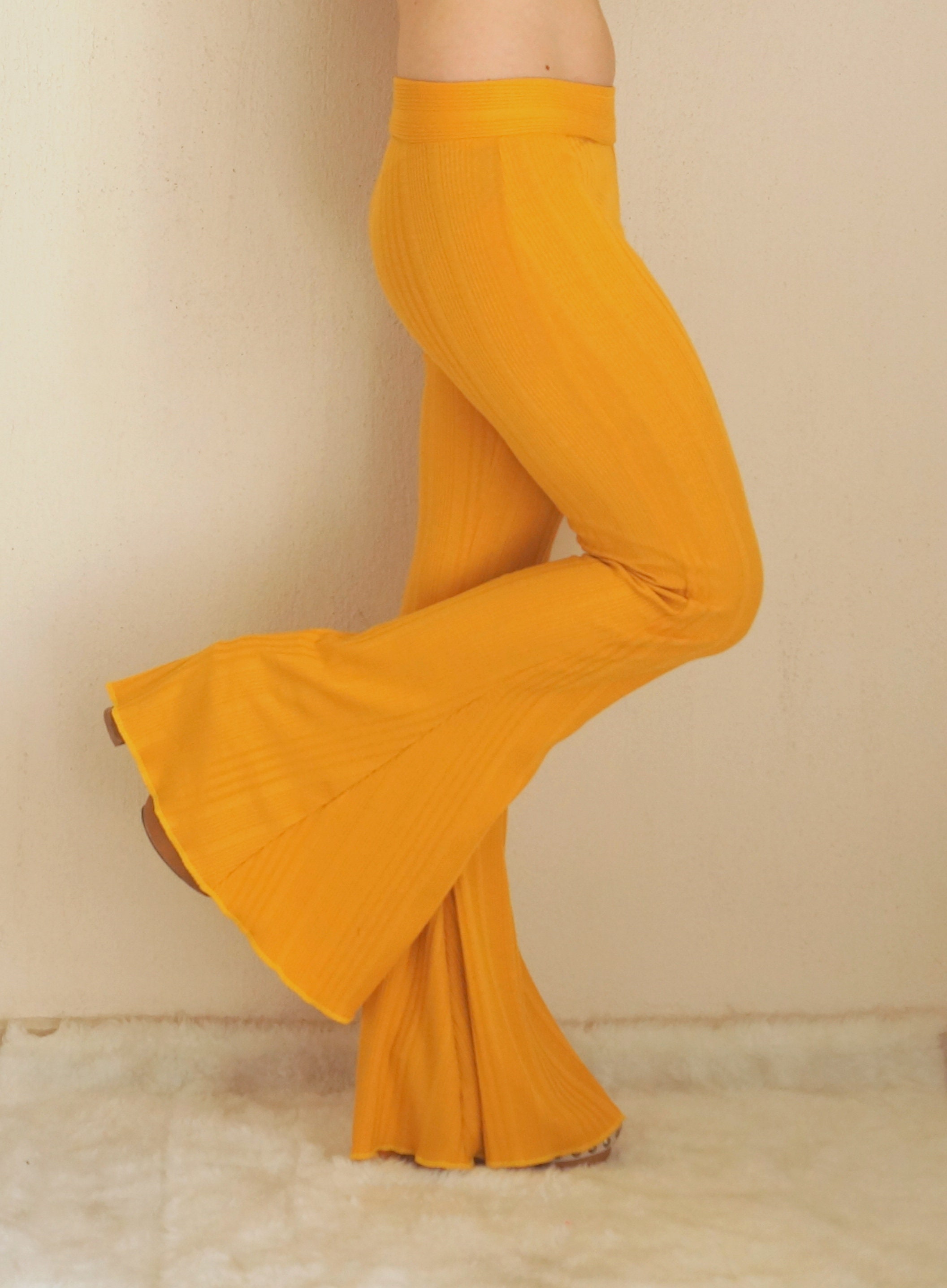 Mustard Knit Wear Women Bell Bottoms flare Pants women Leggings 70 s Clothing festival Pant back to School fall Trend fall Outfit Etsy