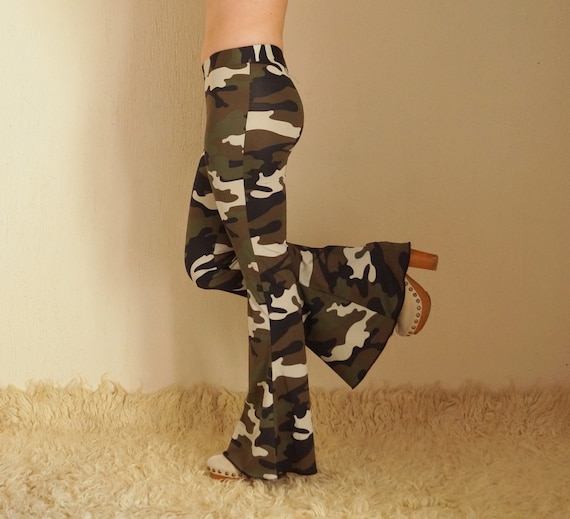 Camo Bell Bottoms Women,camo,high Waist,flare,stretchy,leggings