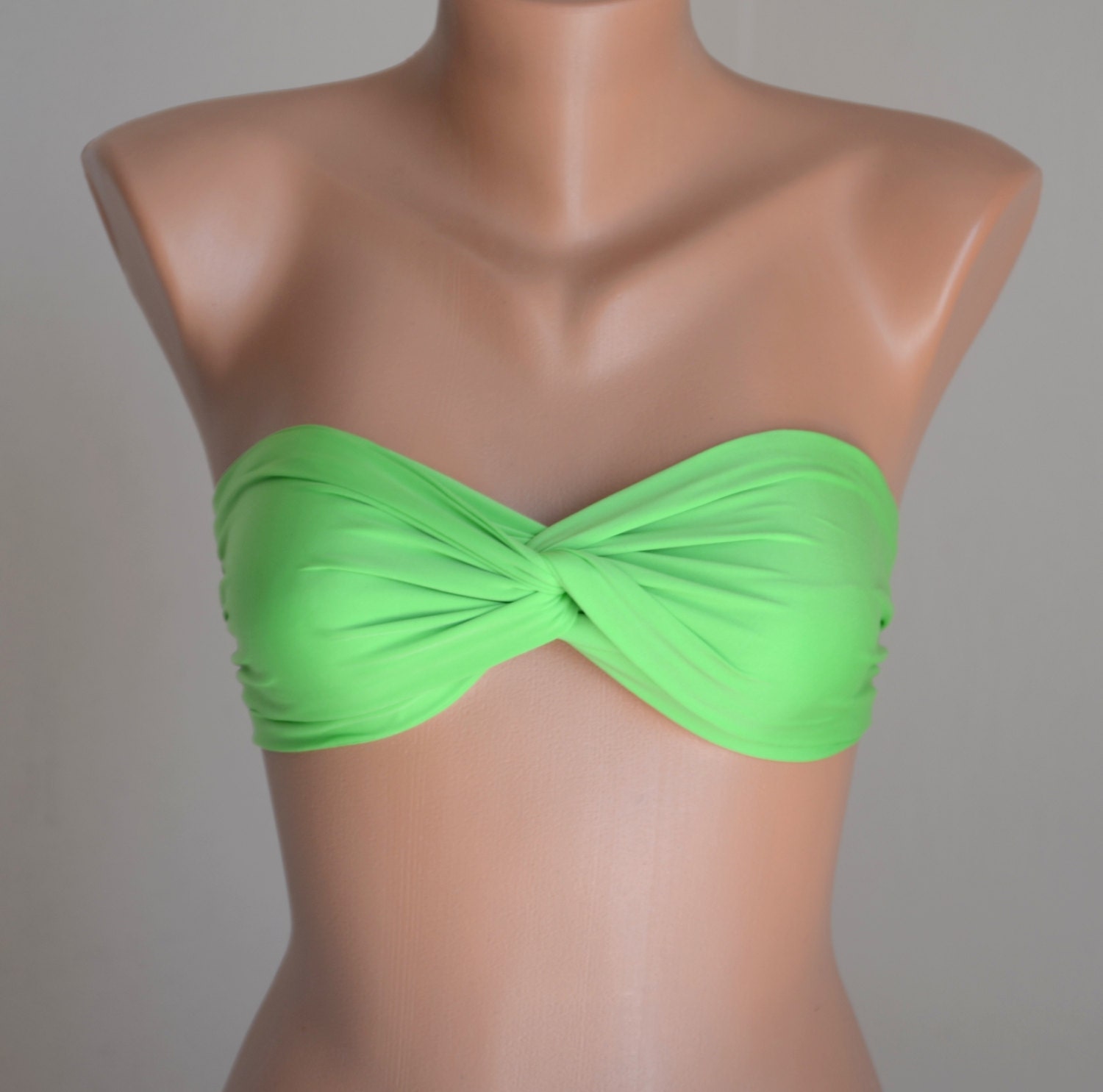 Lime Green Bandeau Bikini Top twisted swimwear swimsuits bathing Suit Etsy UK