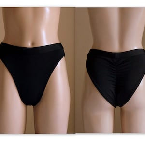 Black high cut high waisted scrunch butt bikini bottoms//Swimwear//Swimsuit//Bathing suit//Plus size//French cut