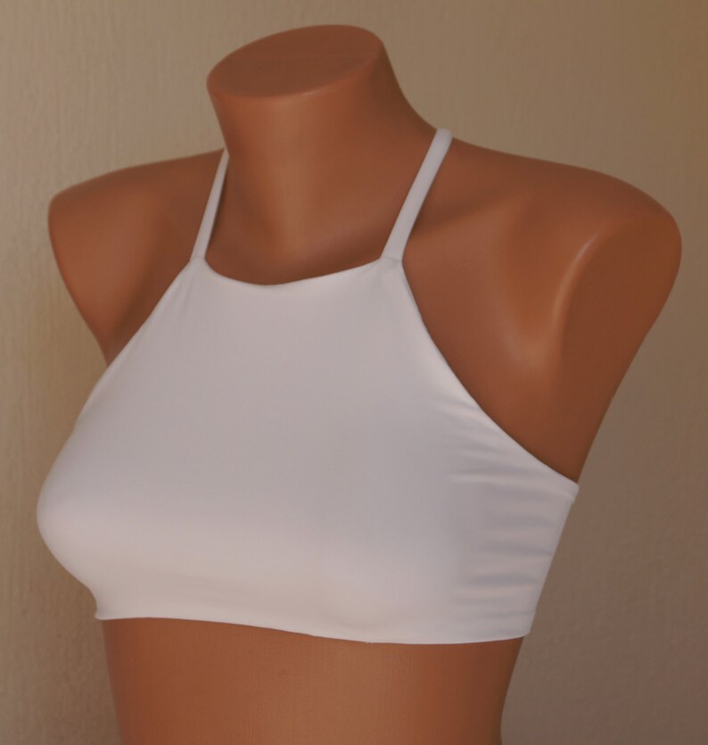 white high neck halter top