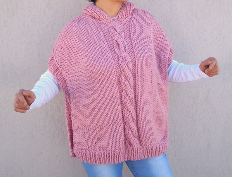 Hand knit sweater,Plus size hoodie sweater,Women sweater,Chunky sweater,Oversized sweater,Maternity,Christmas gift,Cable knit sweater