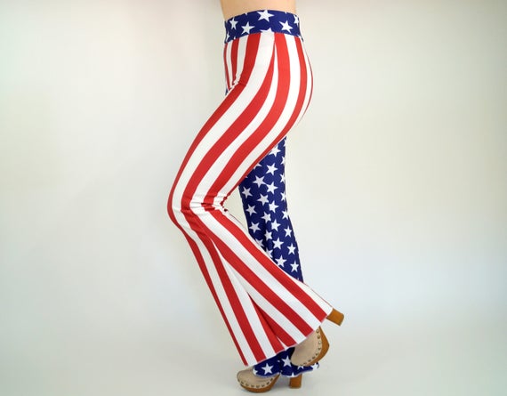 USA Flag Bell Bottoms Women//4th July 