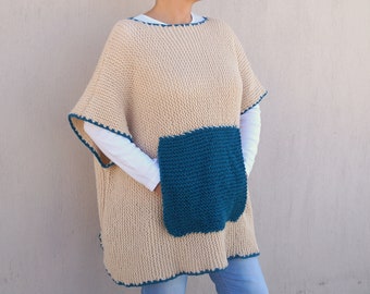 Poncho women,Hand knit poncho,Plus size sweater,Women Ponchos,Maternity,Christmas gifts,Pocket poncho,Oversized sweater,Wool poncho