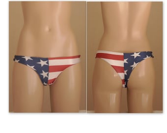American Flag seamless thong bikini bottoms//4th July//Patriotic//Plus  size//Swimwear//Swimsuit//Bathing suit//Sexy