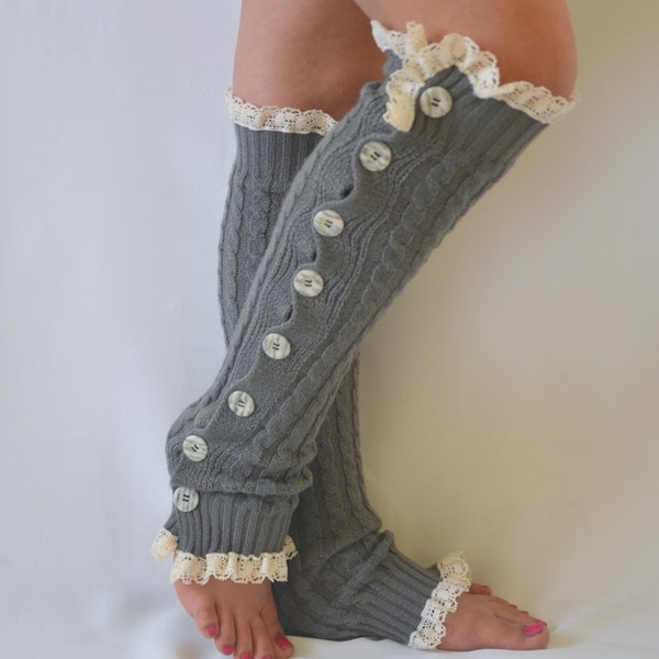 Leg warmers/Gray knit leg warmers/Boot socks/Knee high socks/Boot cuffs/Plus size/Christmas gift,Women leggings/Winter accessory