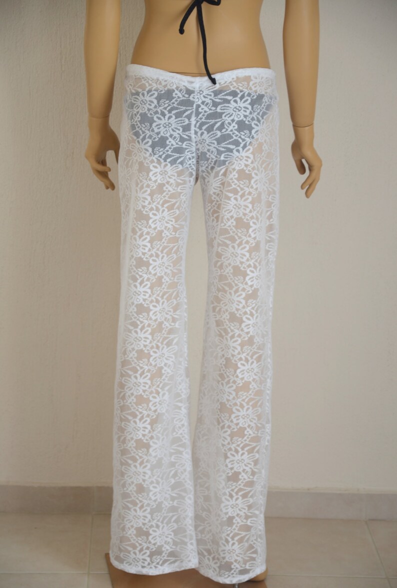 White Crochet Lace Boho Beach Pant//yoga //festival//beach Etsy