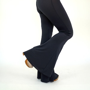 Black stretchy jersey bell bottoms women