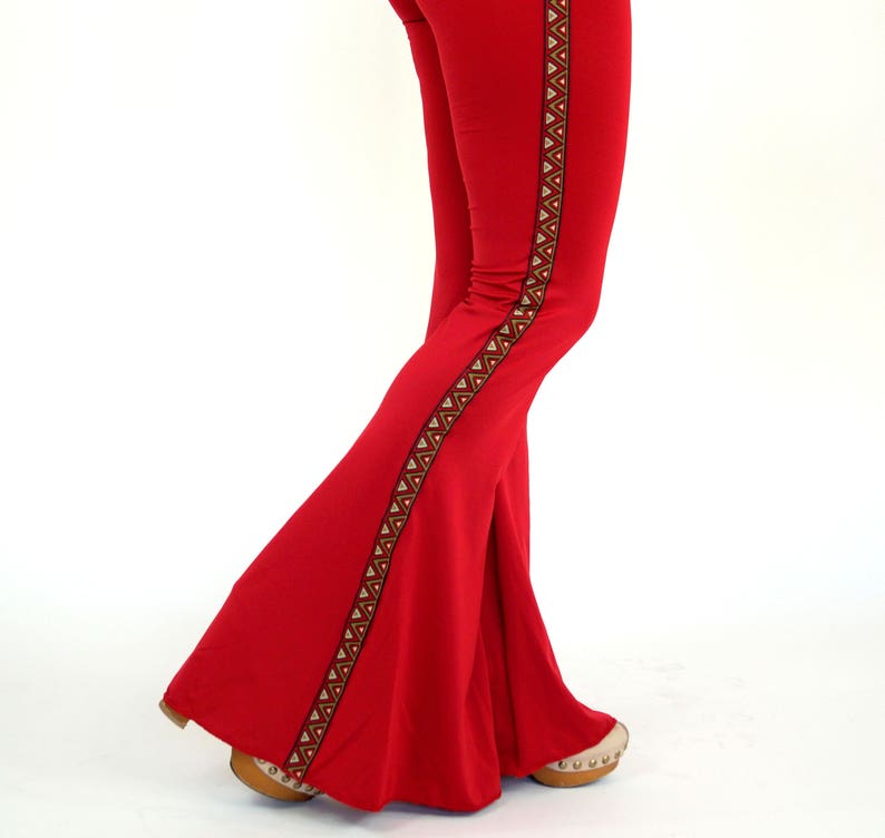 Red Bell bottoms/Solid red stretchy flare pants/Native | Etsy