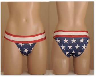 American Flag full coverage bikini bottoms//Plus size//Swimwear//4th July//Patriotic//USA Flag//Swimsuits//Bathing suits