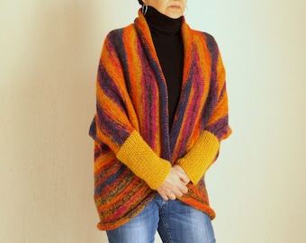 Cardigan women,Hand knitted cardigan,Ombre overcoat,Oversize,Women's sweater,Hand knitted sweater,Plus size women,Wool Cardigan