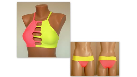 yellow halter neck bikini