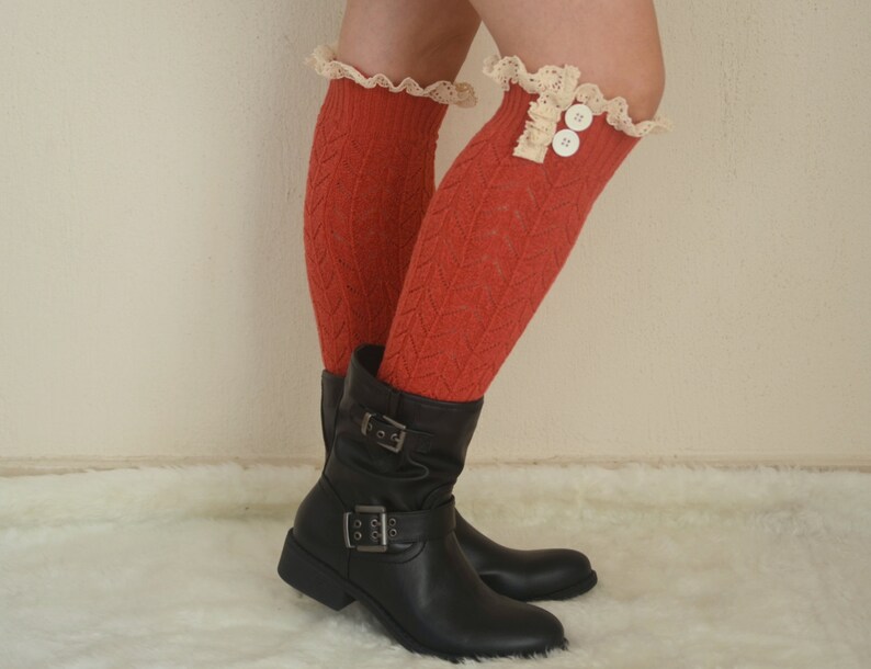 Womens Leg Warmersplus Size Leg Warmersburnt Orange Lace Leg Etsy