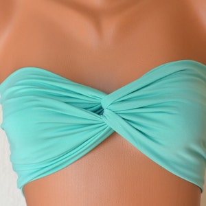 Mint green twisted bandeau bikini top,Swimsuits,Plus size,Swimwear,Bathing suits,Summer Bra,Yoga Top