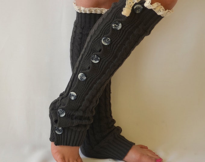 Leg Warmers,plus Size,cable Knit Leg Warmers,gift for Her,gray Leg