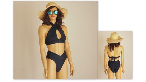 Black High Waist Full Coverage Bottoms,bikini,bathing Suits