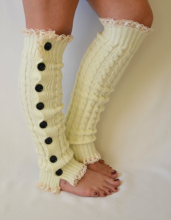 NEW Ivory Cable Knit Sweater Boot Cuffs Socks Leg Warmers 