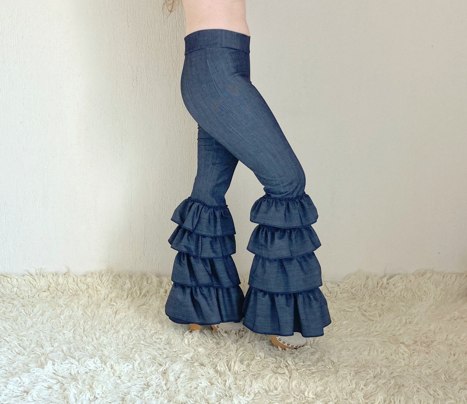 Bell Bottoms Ruffle Jeans,women Leggings,plus Size,women Pant,festival ...