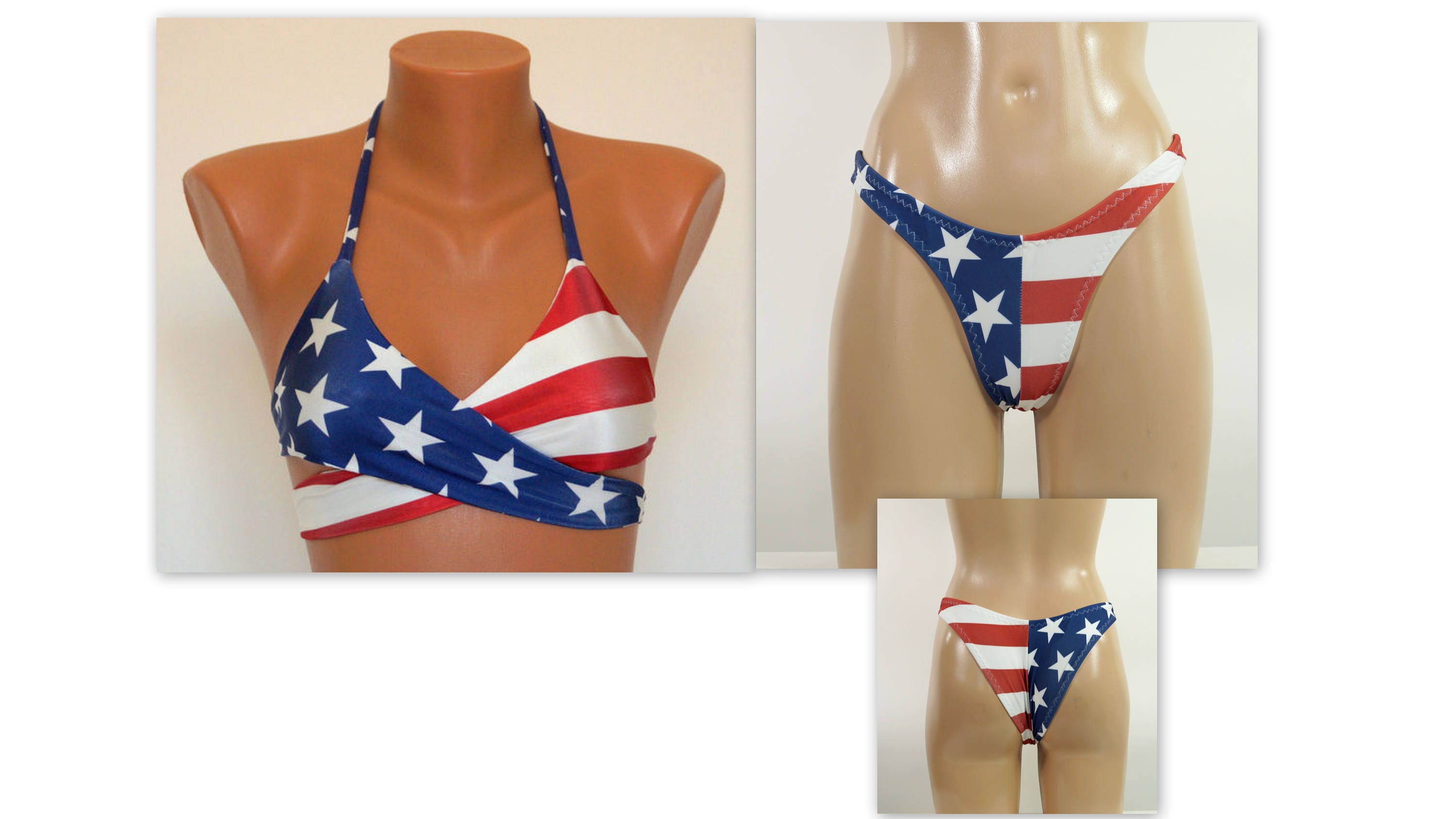 American Flag Wrap Bikini Top High Hip 