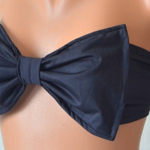 Black padded bow bandeau bikini top