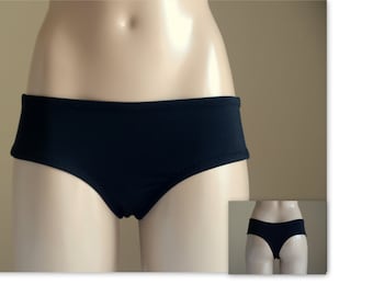 Black fully lined cheeky boy short bikini bottoms//Swimwear//Bathing suit//Plus size//Swimsuit//High waist