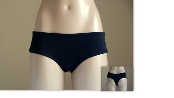 Black Fully Lined Cheeky Boy Short Bikini Bottoms//swimwear