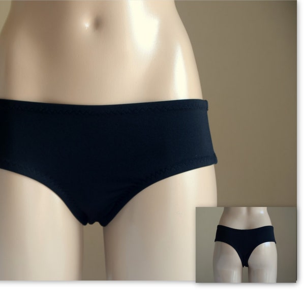 Black fully lined cheeky boy short bikini bottoms//Swimwear//Bathing suit//Plus size//Swimsuit//High waist