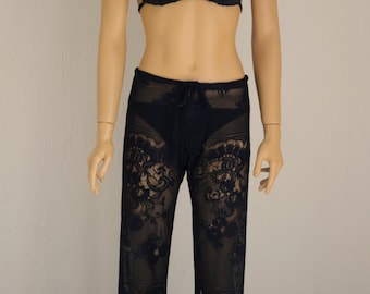 Lace beach pant/Crochet lace black beach pant/Yoga pant/Festival pant/Cover up/Beach lounge pants/Bell bottoms/Women leggings/Beachwear sexy