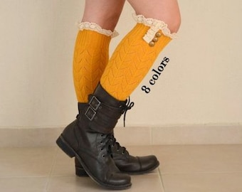 Leg warmers womes,Mustard,Knee high,Plus size,Retro,Over the knee,Womens leggings,Lace socks,Boot covers,Yoga,Boot cuffs,Christmas gift,