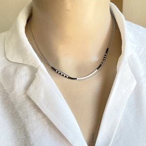 Silver Beaded Necklace,Tiny Miyuki Necklace,Gift Idea,Minimal Boho Necklace,Colorful Layered Necklace,Thin Necklace