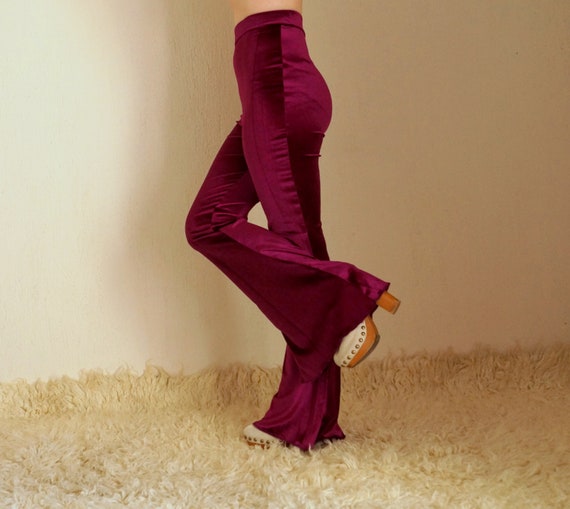 Buy Burgundy Velvet Bell Bottoms Women women Leggings plus Size