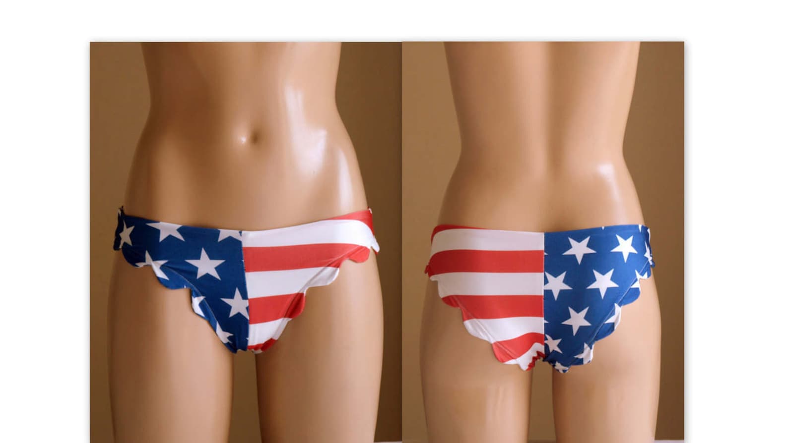 American Flag scalloped bikini bottoms//Patriotic//Swimwear//Plus size//Swi...