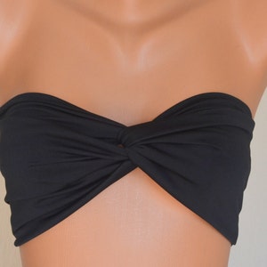 Black twisted padded bandeau bikini top Bandeau,Swimsear,Swimsuits,Bathing suits,Sexy