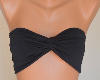 Black twisted padded bandeau bikini top Bandeau,Swimsear,Swimsuits,Bathing suits,Sexy