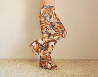 Brown Stretchy Bell Bottoms Women 