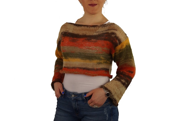 Hand Knit Sweater Boho Brown Sweater Chunky off the Shoulder Sweater Long Sleeve Sweater Oversized Pullovers Plus Size Mohair Sweater Etsy Canada