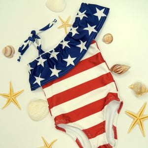 USA flag Girls swimsuit/American Flag baby girl swimsuit/Girls swimwear/Kids flag bikini set/Toddler swimsuits/Girls bikini/4th July