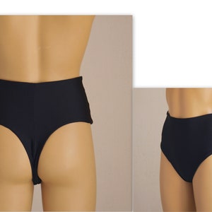 Black seamless high waist thong bikini bottoms//Swimwear//Swimsuits//Sexy//Bathing suits