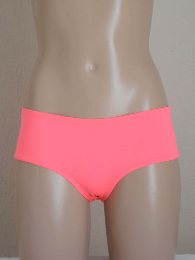 Neon Pink Full Coverage Boyshort Bikini Bottoms//bathing Etsy