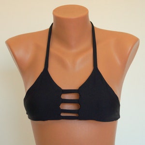 Bikini top,Black strappy halter bikini top,Bathing suits,Yoga top,Swimwear women,Swimsuits plus size,Bikinis padded,Festival Top