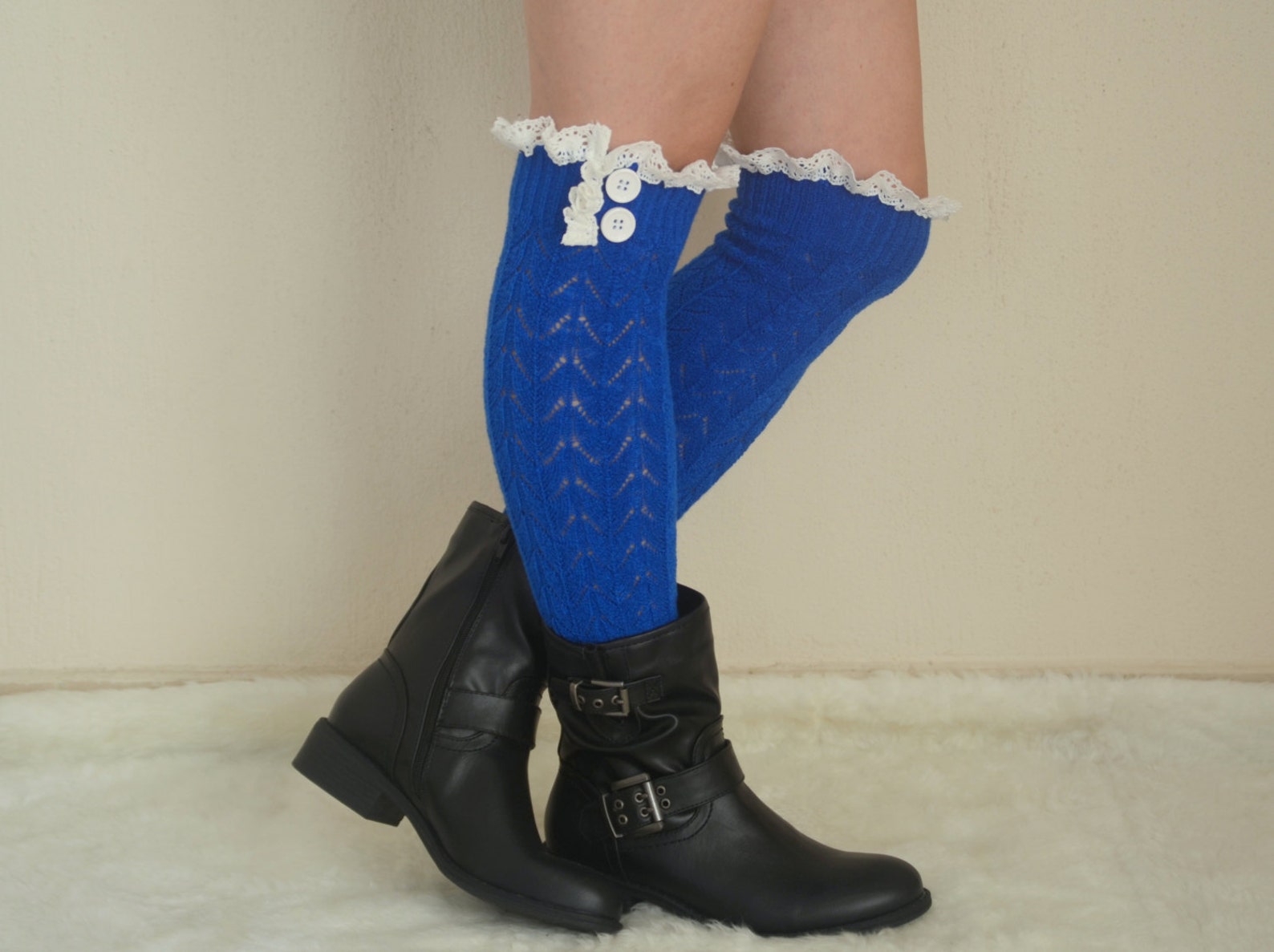 Plus size leg warmers womens/Knit lace leg warmers/Royal Etsy