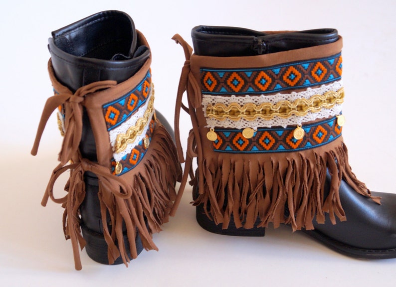 Boho Boot Covers/native American Fringe Boot Cuffs/boots Etsy
