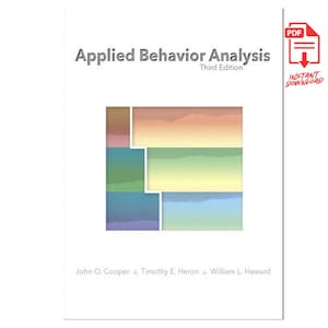 Może przedstawiać: Podręcznik Applied Behavior Analysis Third Edition autorstwa Johna O. Coopera, Timothy'ego E. Herona i Williama L. Hewarda ma białą okładkę z centralną grafiką przedstawiającą ułożone w stos prostokątne bloki kolorów w odcieniach brązu, zieleni i błękitu.
