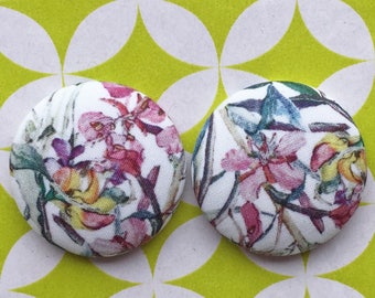 Fabric Covered Button Earrings / Liberty of London / Wholesale Jewelry / Statement Piece / Bridesmaid Gifts / Vintage Inspired / Bulk /
