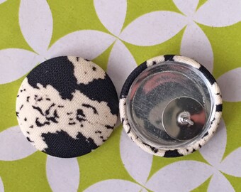 Fabric Button Earrings / Black and White / Animal Print / Wholesale Jewelry / Hypoallergenic Studs / Gifts for Bestfriend / Bulk Earrings