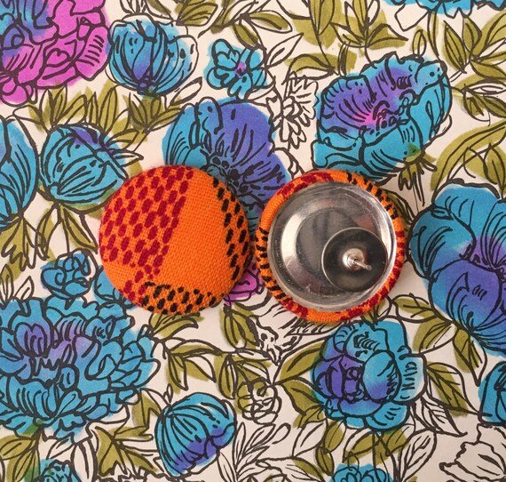Items similar to Fabric Covered Button Earrings / Wholesale Jewelry