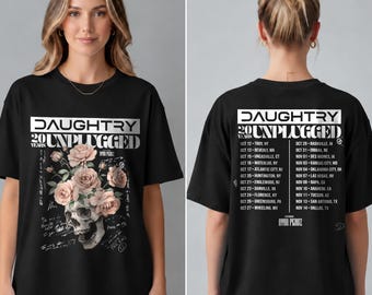 Camiseta Daughtry 20 Years Unplugged Tour 2026, Camiseta de la banda Daughtry, Camiseta de concierto de música rock, Regalo unisex para fans, Camiseta de rock estilo vintage